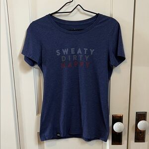 Women's REI Navy 'Sweaty Dirty Happy' Graphic Tee